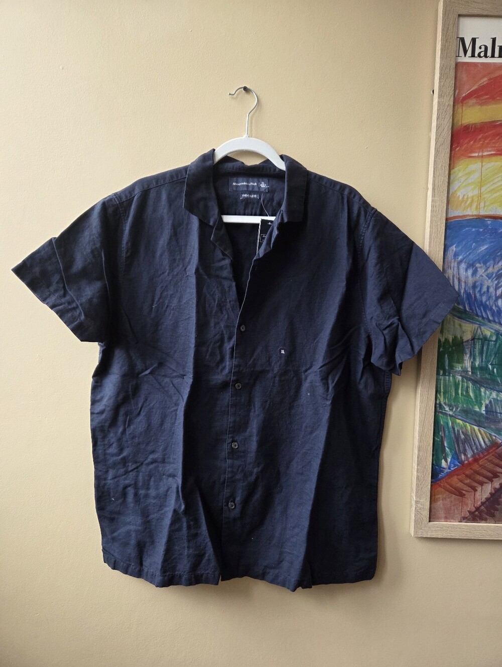 Abercrombie & Fitch Mens Linen Blend Short Sleeve Shirt XL